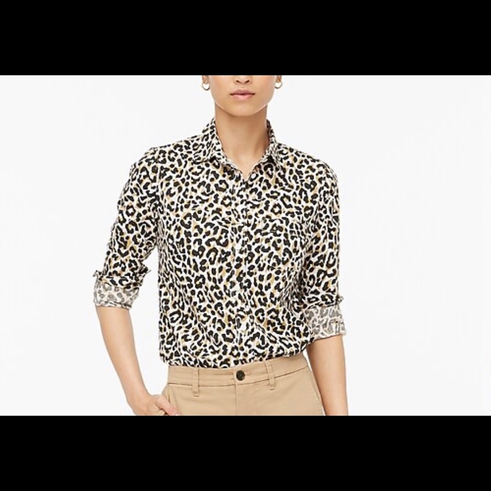 JCrew poplin leopard button down